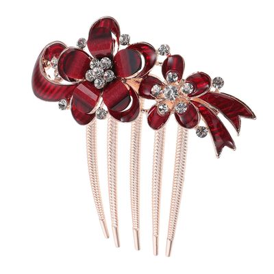 GALPADA Rhinestone Decorative Hair Comb Crystal Diamond Flower Bridal Hair Accessory for Weddings and Brides