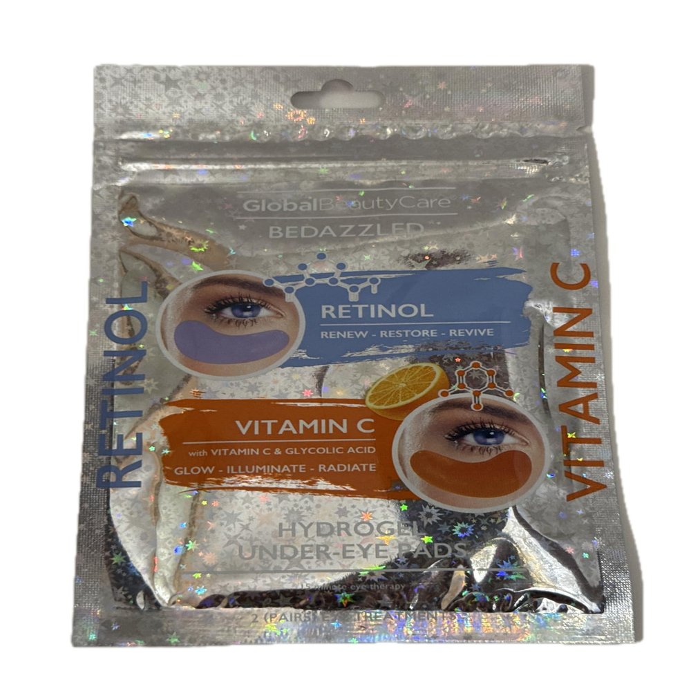 Bedazzled Hydrogel Under-Eye Pads with Retinol and Vitamin C, 2 Pairs, Renew and Illuminate Treatment