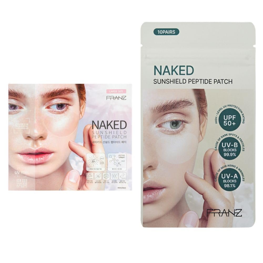 FRANZ Sunshield Peptide Patch Pro Budle - Ultra-Thin Sunshield for Face, (L Size 5 Pairs + R Size 10 Pairs), Perfect for Outdoor Sports  Golf, Hiking, Driving, Korean Skincare