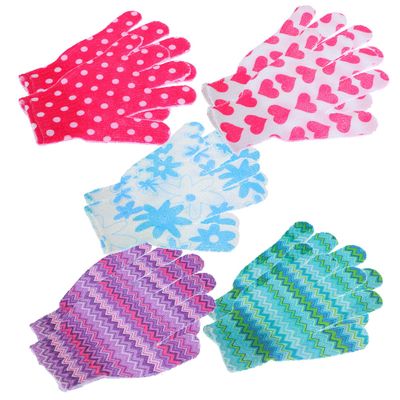 ARTSEWPLY 10Pcs Exfoliating Shower Gloves for Deep Body Cleaning Five-finger Bath Scrubber with Elastic Wrist for Gentle Dead Skin Removal Mixed Colors