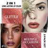 evpct 2Pcs Plum Red Brown Metallic Glitter Lip Liner and Lipstick Combo, Shimmery Lip Gloss Stain Set Makeup for Women Long Lasting Waterproof 24, Metallic Shimmer Iridescent Glossy Liquid Lipstick view 2