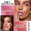 evpct 2Pcs Pink Red Hot Pink Metallic Glitter Lip Liner and Lipstick Combo, Shimmery Lip Gloss Stain Set Makeup for Women Long Lasting Waterproof 24, Metallic Shimmer Iridescent Glossy Liquid Lipstick view 2