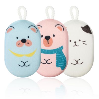 3Pcs Baby Bath Loofah Sponge Shower Bath Sponge Soft Absorbent Shower Sponge Exfoliating Body Scrubber Cute Pattern Comfort Loofa Soap Sponges for Bathing Tool Women Most Skin Type Essentials