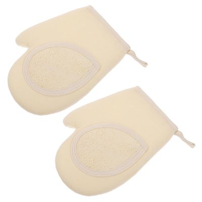 DECORNIJIA 2Pcs Deep Cleaning Exfoliating Bath Gloves Household Back-Pulling Towels for Shower Spa Lightweight Portable Double-Sided Scrub Loofah Mitts for Men and Women