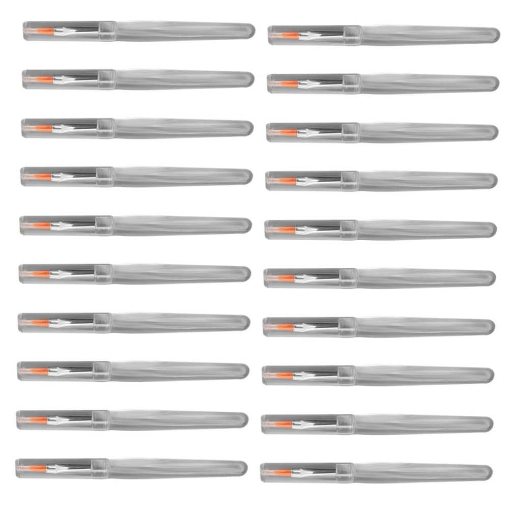 Beaupretty 20Pcs Makeup Lip Brush with Handle Soft Man-made Fiber Applicators for Lipstick and Eyeshadow Tube Portable Transparent Crystal Rod Design