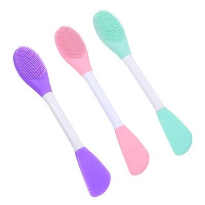 COOPHYA 3pcs Silicone Facial Cleansing Brush Double Head Manual Handheld Skin Scrubber Soft Ergonomic Design for Gentle Exfoliation and Deep Cleaning Portable Mint Green Pink Purple