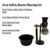 Men Safety Razor Vintage Shaving Gift Set | Butterfly Open DE Safety Razor, Stainless Steel Stand & Bowl, Natural Brush & 10 Blades Black Matte Finish Holiday Gift Idea view 2