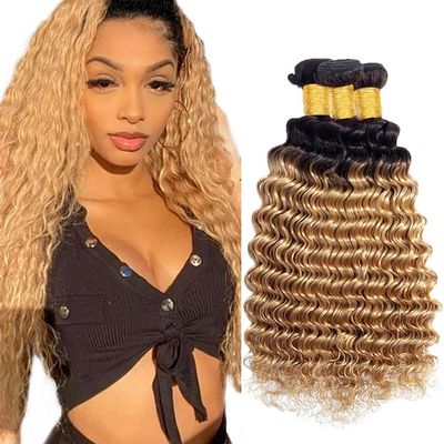 Raivide 26 28 30 Inch 1B27 Blonde Bundle Ombre Deep Wave Human Hair Bundles Two Tone Black To Honey Blonde Bundles Human Hair