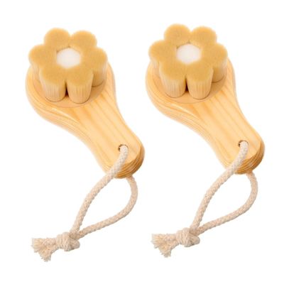 Angoily 2pcs Plum Blossom Manual Face Scrubber with Soft Bristles for Women Portable Facial Cleansing Brush for Blackhead Removal Makeup Removal and Skin Massage