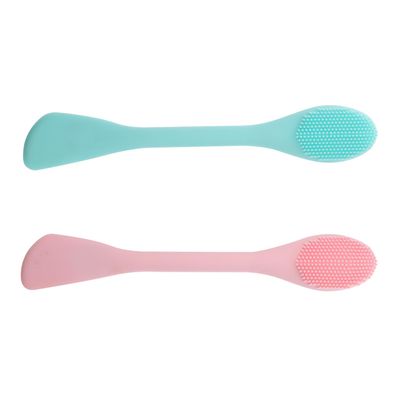 CIMAXIC 2pcs Dual-Head Silicone Facial Cleansing Brush Soft Exfoliating Manual Face Wash Cleaner for Sensitive Skin Gentle Massage and Deep Pore Cleaning Nordic Green and Pink