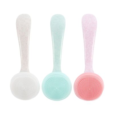 CIMAXIC 3pcs Silicone Facial Cleansing Brush for Deep Skin Cleaning and Blackhead Removal Food-Grade Material with Soft Bristles Assorted White Pink Blue Colors for Gentle Massage and