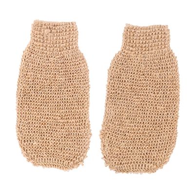 Angoily 2pcs Natural Ramie Jute Bath Scrub Gloves Exfoliating Body Brush Mitts Deep Cleansing Shower Gloves for Men Women Spa Skin Renewal
