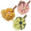 ASAKKURA 3pcs Shower Loofah for Women Soft Mesh Bath Sponge Exfoliating Body Scrubber Lightweight Flower-Shaped Pouf in Yellow Green Pink Portable and Easy to Hang view 1