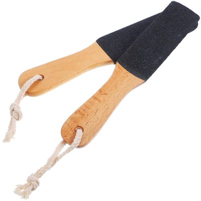 ABOOFAN 2pcs Dual-Sided Foot File with Wooden Handle Beech and Black Silicone Carbide Callus Remover for Pedicure Safe and Washable Foot Care Tool for Dead Skin Exfoliation