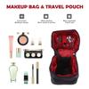 ASAKKURA Portable Travel Toiletry Bag Large Capacity Cosmetics Holder for Women and Men Double Zipper Makeup Organizer Pouch for Toiletries and Daily Essentials Stylish Black and Red Design view 2