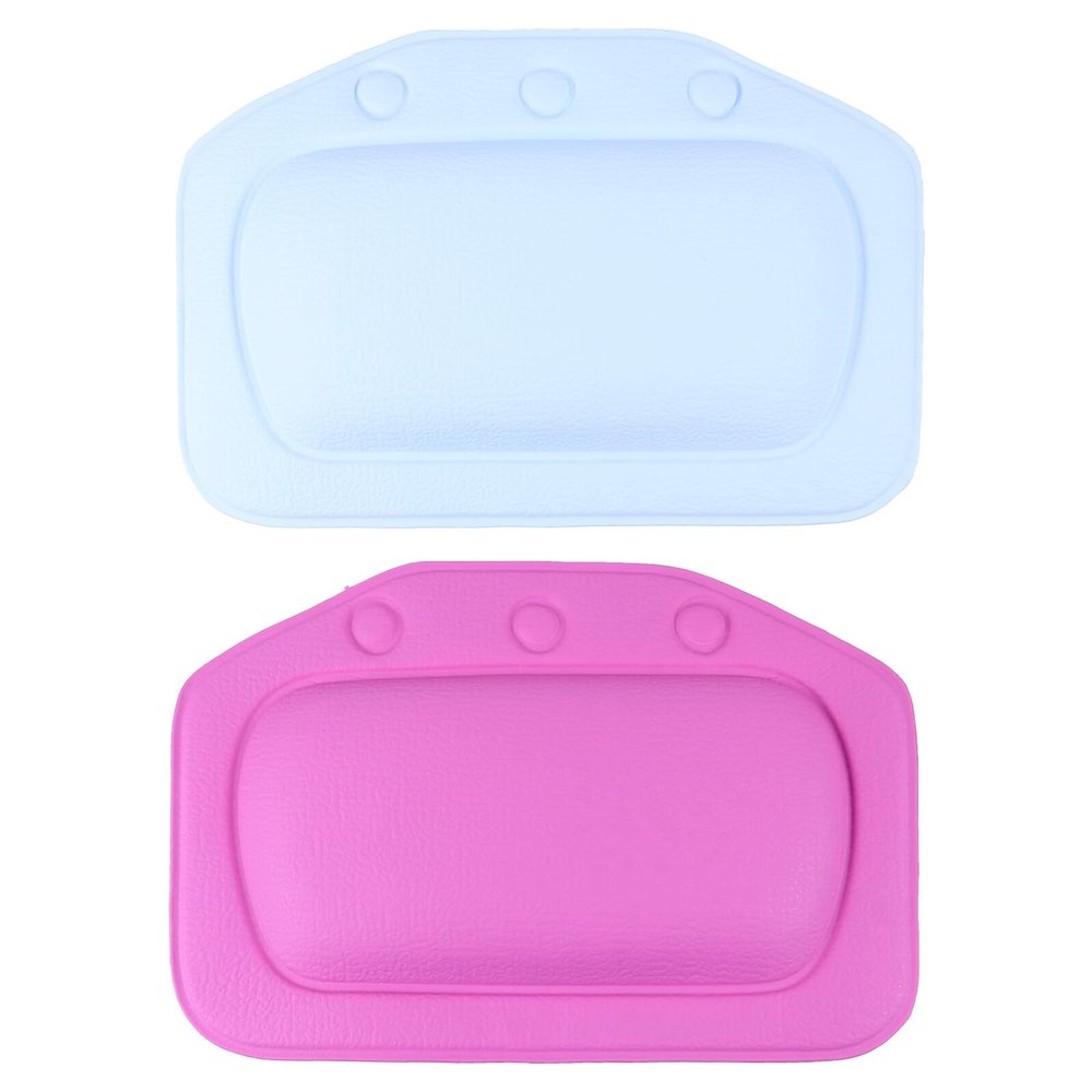 COOPHYA 2pcs Non-Slip Bathtub Cushion with Strong Suction Cups Soft PVC Foam Spa Bath Pillow for Head Neck Shoulder Support Cushioned Bathroom Accessory Random Color