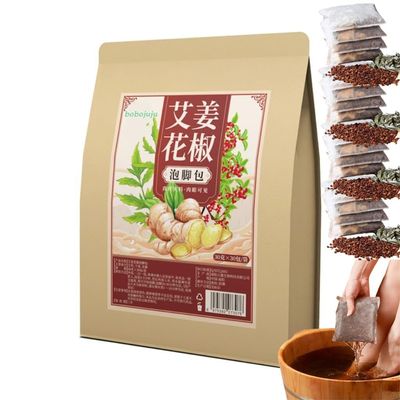 30 Packs Mugwort Zanthoxylum Ginger Foot Soak Set, 25.36oz Natural Foot Bath Spa Powder Kit for Relaxation, Premium Herbal Blend (900g)