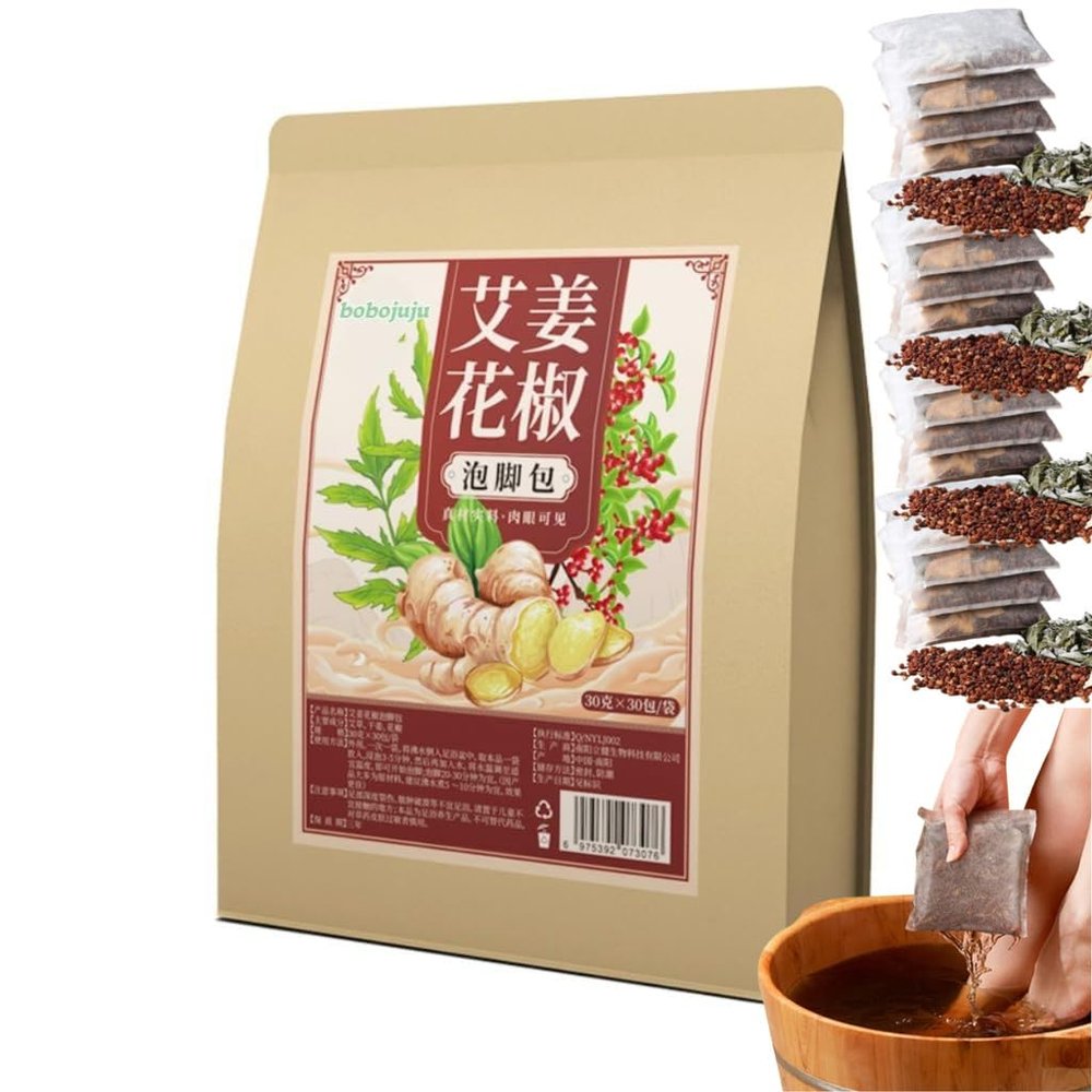 30 Packs Mugwort Zanthoxylum Ginger Foot Soak Set, 25.36oz Natural Foot Bath Spa Powder Kit for Relaxation, Premium Herbal Blend (900g)