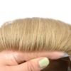 Toupee for Men French Lace Mens Toupee Hairpieces Remy Human Hair Replacement System Transparent Lace Hair System #20 Light Ash Blonde 100% Light to Med-Light Density 6"x9" view 4