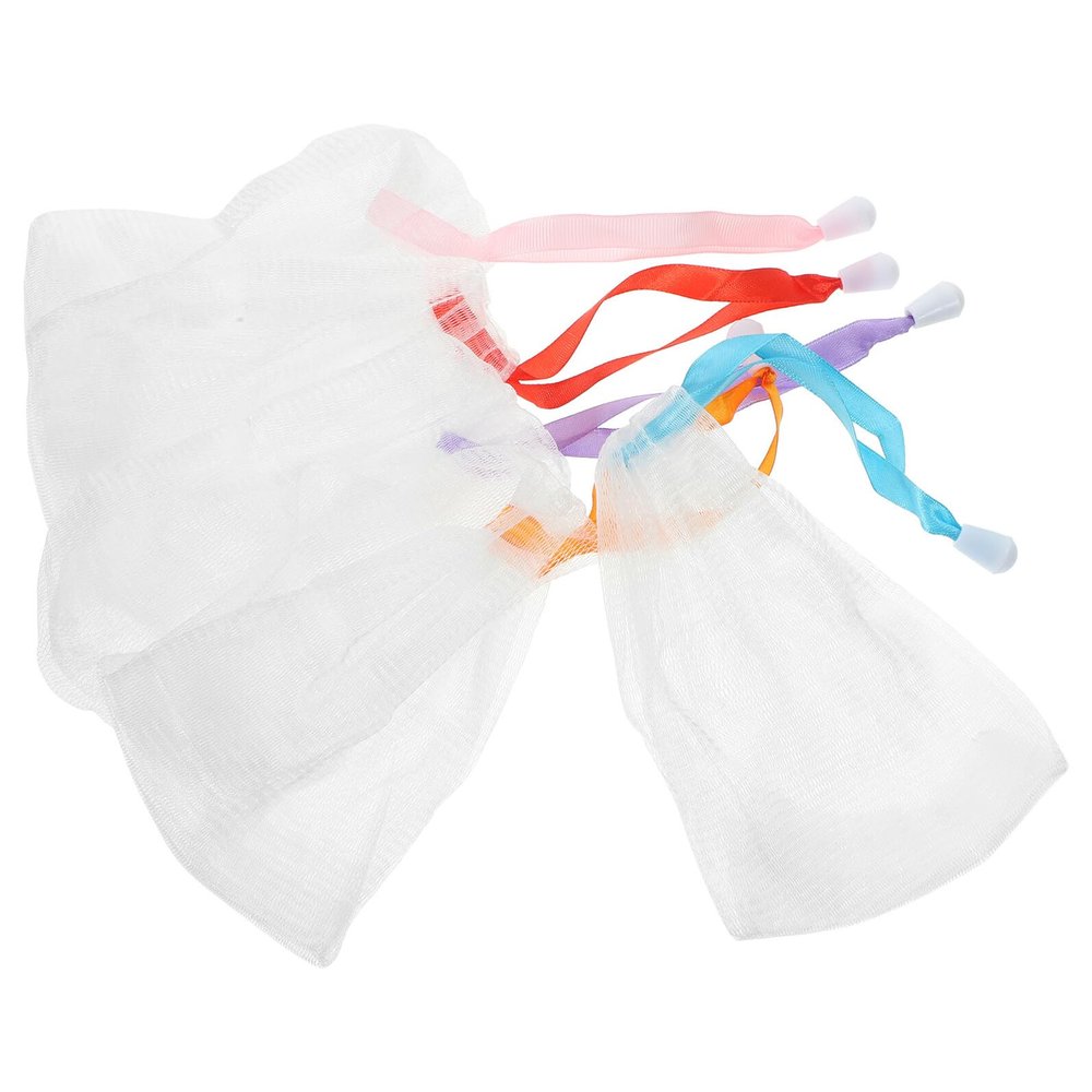 ASAKKURA 10Pcs Soap Pouch Saver Mesh Bags with Drawstring Exfoliating Foaming Net for Rich Bubbles Natural Soap Saver for Facial and Body Cleansing Easy to Hang and Dry Random Colors