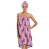 KEEPREAL Women's Spa Towel Wrap Set of 3, Cute Pink Bows Bathrobe Shower Bath Body Wrap with Adjustable Closure#790 view 1