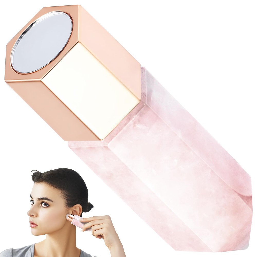 ASAKKURA Powder Crystal Face Scraping Board and Roller Multifunctional Skincare Tool with Acupressure Tip for Facial Massage and Fine Oil Application Smooth Quartz Beauty Device