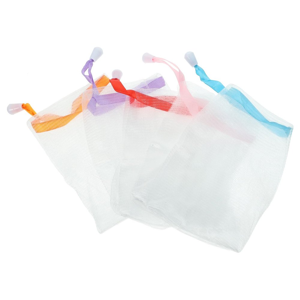 COOPHYA 10Pcs Soap Saver Pouch Net with Drawstring PE Mesh Exfoliating Foaming Washing Bag for Shower Facial Body Cleaning Portable Lightweight