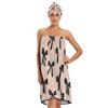 KEEPREAL Women's Spa Towel Wrap Set of 3, Black Bow Bathrobe Shower Bath Body Wrap with Adjustable Closure#193 view 1