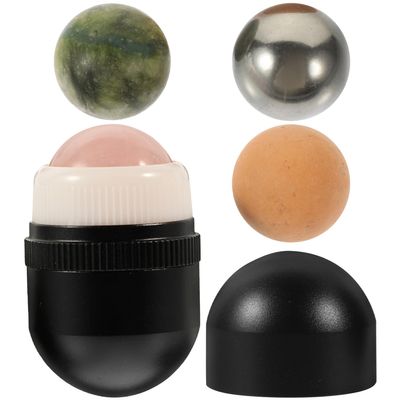 DECORNIJIA Cooling Jade Roller for Face and Neck Massage Metal Casing Massage Ball for Eye Care and Absorption Soothes Puffiness and Enhances Skin Health Gift for Women