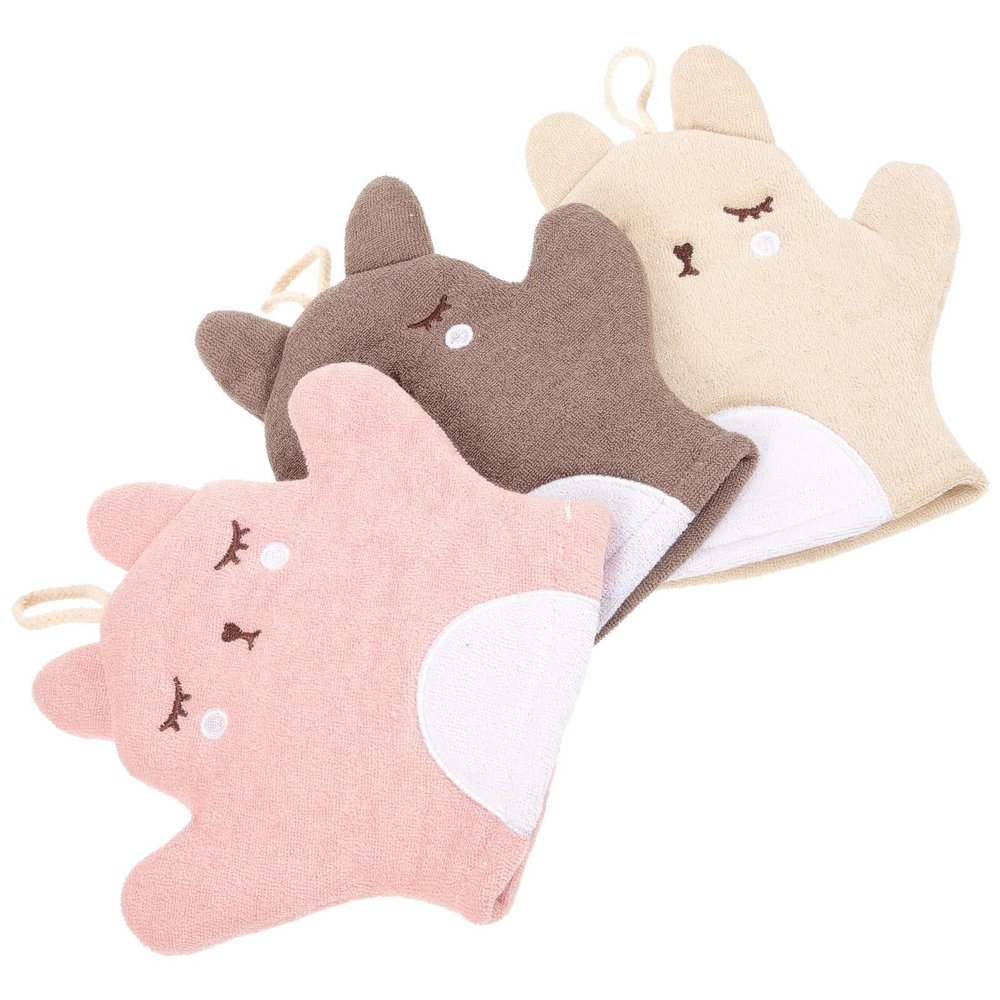 ADOCARN 3Pcs Reusable Exfoliating Shower Gloves Bathing Mittens for Dead Skin Removal Deep Clean Body Scrub Mitts Lightweight for Arms Legs Chest Back Suitable for Men Women Random Color