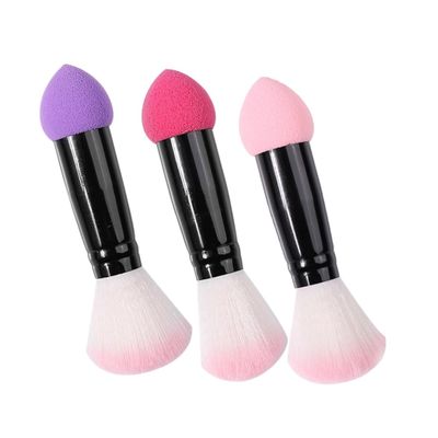HEANUJJ 3pcs Double Ended Makeup Brush with Blending Blush and Powder Application Compact Portable Design for Travel Go Touch-ups Lightweight Fine Bristles for Even Natural Finish