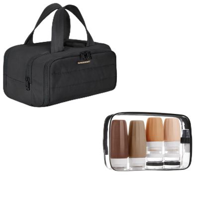 BAGSMART Travel Toiletry Bag with 18Pack TSA Approved Travel Bottles