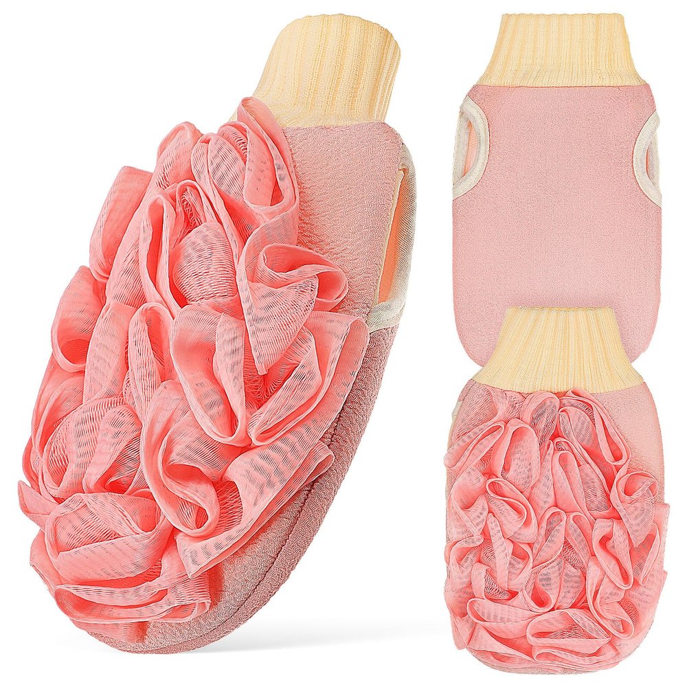 ARTSEWPLY 3Pcs Double-Sided Exfoliating Bath Gloves Deep Skin Scrubber for Men and Women with Fine Mesh Sponge for Shower Spa Dead Skin Removal and Smooth Glowing