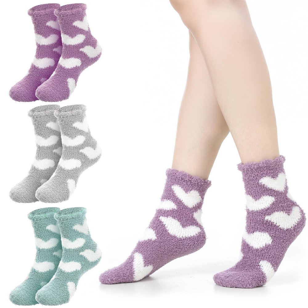 3 Pairs Aloe Socks Moisturizing Spa Socks, Women Spa Pedicure Foot Care Sock, Winter Warm Home Sleeping Sock for Women Men Repairing Softening Dry Cracked