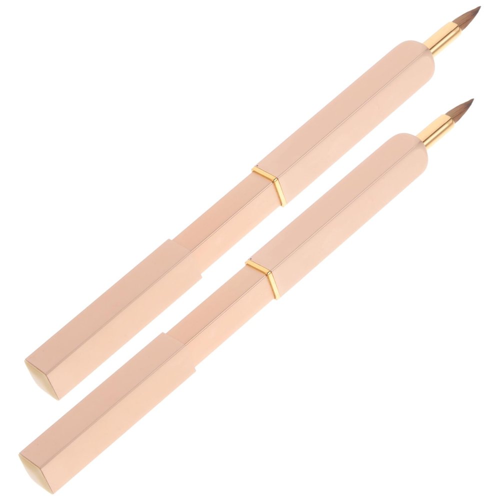 Angoily 2PCS Retractable Lip Brush Portable Makeup Tool with Telescopic Nylon Fiber and Metal Tube Elastic Soft Bristles for Precise Lipstick Application Travel-friendly Cosmetic Brush for