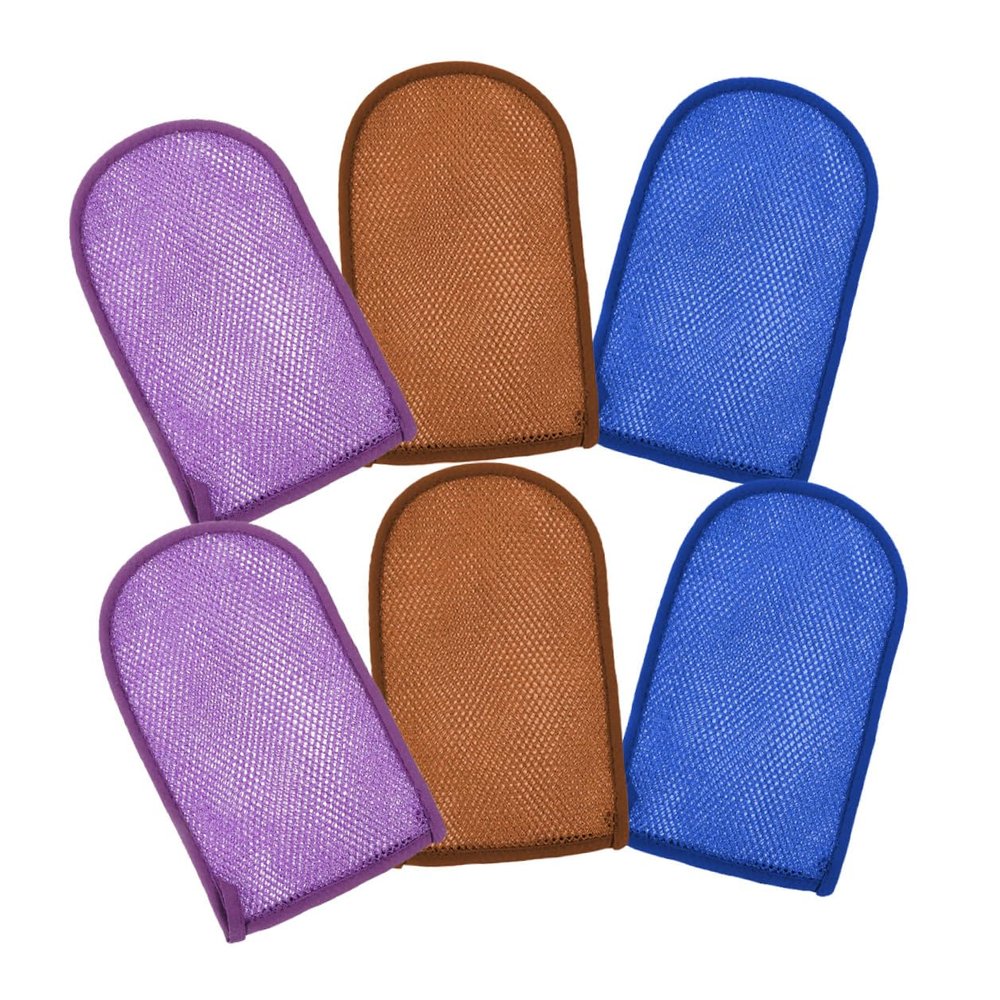 Angoily 6pcs Thickened Exfoliating Shower Gloves Skin Cleaning Bath Mitts Gentle Deep Cleansing for All Skin Types Easy to Rinse and Dry Bathing Gloves