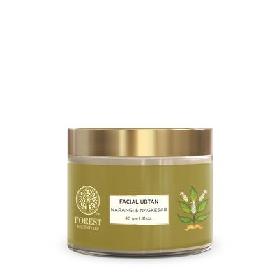 Forest Essentials Facial Ubtan Narangi & Nagkesar | Ayurvedic Face Scrub | For Normal to Oily Skin | Brightens Skin & Reduces Tan