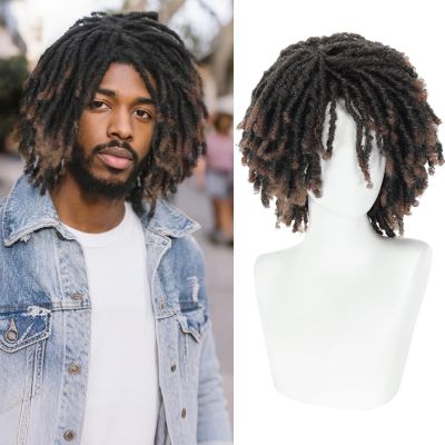 BECUS Dreadlock Wig for Men, Brown Faux Locs with Dreadlock Beads