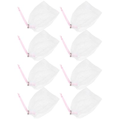 ADOCARN 8PCS Pink Foaming Nets Soap Bags with Alloy Buckle Exfoliating Facial Cleansing Mesh for Handmade Soap Pouch with Drawstring for Bath and Face Washing