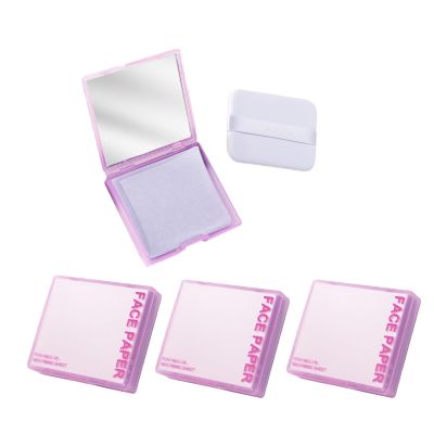 300PCS Oil Blotting Sheets For Face - Blotting Paper With Mirror And Puff, Blotting Paper For Oily Skin, Oil Absorption, Effective Oil Control, Portable Skin Care, And Makeup (Lavender, 300pcs)