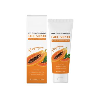 Papaya Face Scrub Gentle Exfoliating and Deep Cleansing Facial Scrub with Plant Extracts for Smooth, Moisturized, and Refreshed Skin