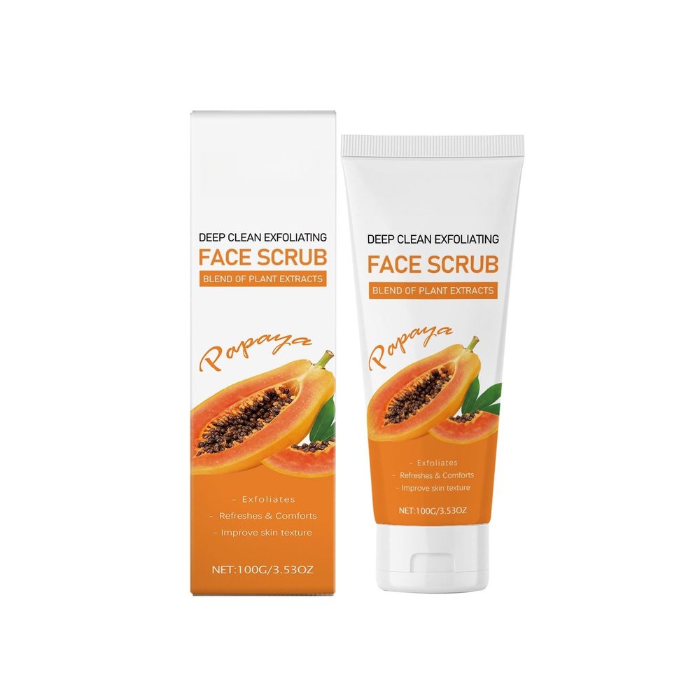 Papaya Face Scrub Gentle Exfoliating and Deep Cleansing Facial Scrub with Plant Extracts for Smooth, Moisturized, and Refreshed Skin