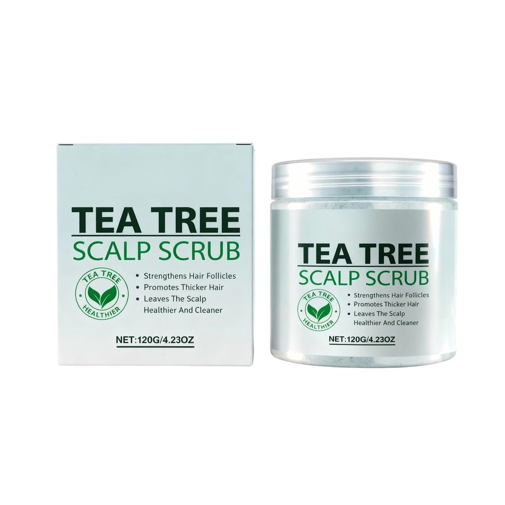 Tea Tree Scalp Scrub Deep Cleansing and Refreshing Hair Care Exfoliant with Sea Salt and Macadamia Oil for Healthy Scalp and Voluminous Hair