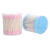 HAKIDZEL 400Pcs Double-ended Cosmetic Cotton Swabs with Pointed and Rounded Tips for Makeup Eyelash Extension Removal and Touch-up Cotton Sticks for Women Blue Pink Paper Sticks view 1