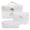 3PCS Floral Quilted Makeup Bag, 3 Sizes Large Capacity Cosmetic Bag, Zippered Foldable Portable Makeup Pouch for Women Girls Ladies Travel, COSMETIC CASE view 3
