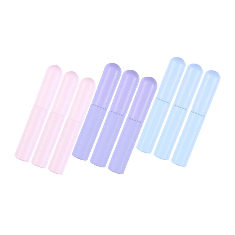ABOOFAN 9 Pcs Portable Round-head Soft Silicone Lip Brush Set with Caps for Lipstick Lip Balm Application Blending and Concealing Makeup Tools for Travel and Daily Use