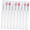 CHICAMPERA 9 Pcs Silicone Lip Brushes with Caps Hygienic Lipstick Applicators for Even Lip Gloss Application Transparent Handles with Watermelon Red Pink Brush Heads view 1