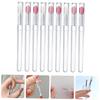 CHICAMPERA 9 Pcs Silicone Lip Brushes with Caps Hygienic Lipstick Applicators for Even Lip Gloss Application Transparent Handles with Watermelon Red Pink Brush Heads view 3