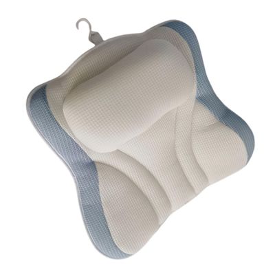 FESTFENDS Breathable Mesh Tub Pillow with Suction Cups for Bathtub Neck and Head Support Ergonomic Spa Cushion for Relaxing Bath Experience Lightweight Portable Blue Bath Pillow