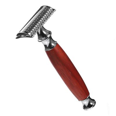 GALPADA Men Beard Shaving Razor with Comfortable Wood Handle Safety Manual Razor Tool for Precise Facial Grooming and Body Hair Trimming Vintage Reusable Male Beard Shaver